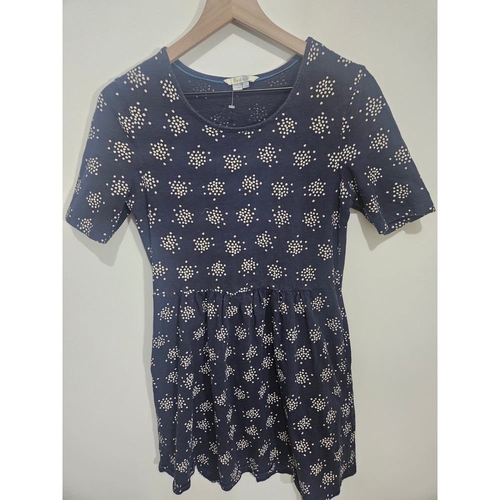 Boden Navy Blue Dotted Starburst Cotton Jersey Pocket Dress WW106 Womens 8R‎